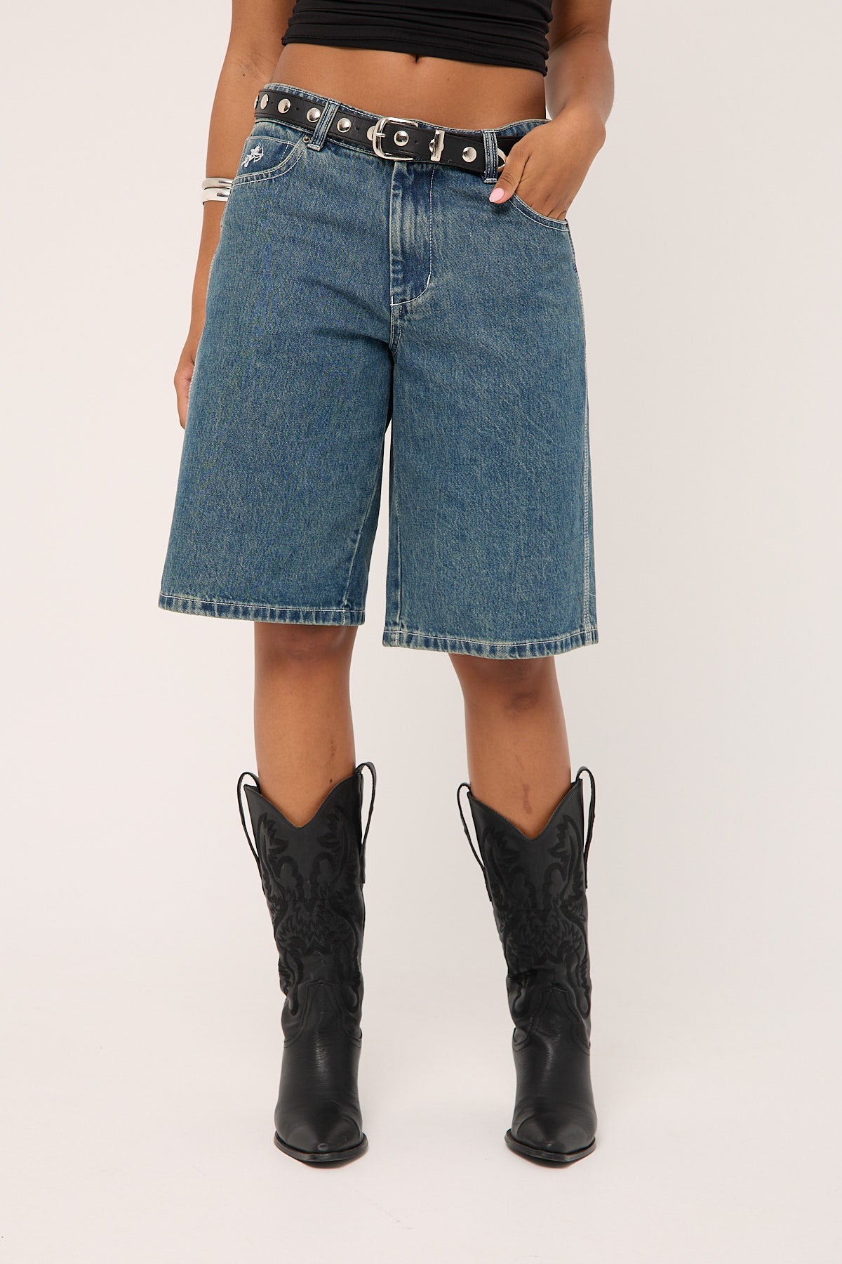 Worship Worship Big Baggy Denim Short Dirty Mid Blue
