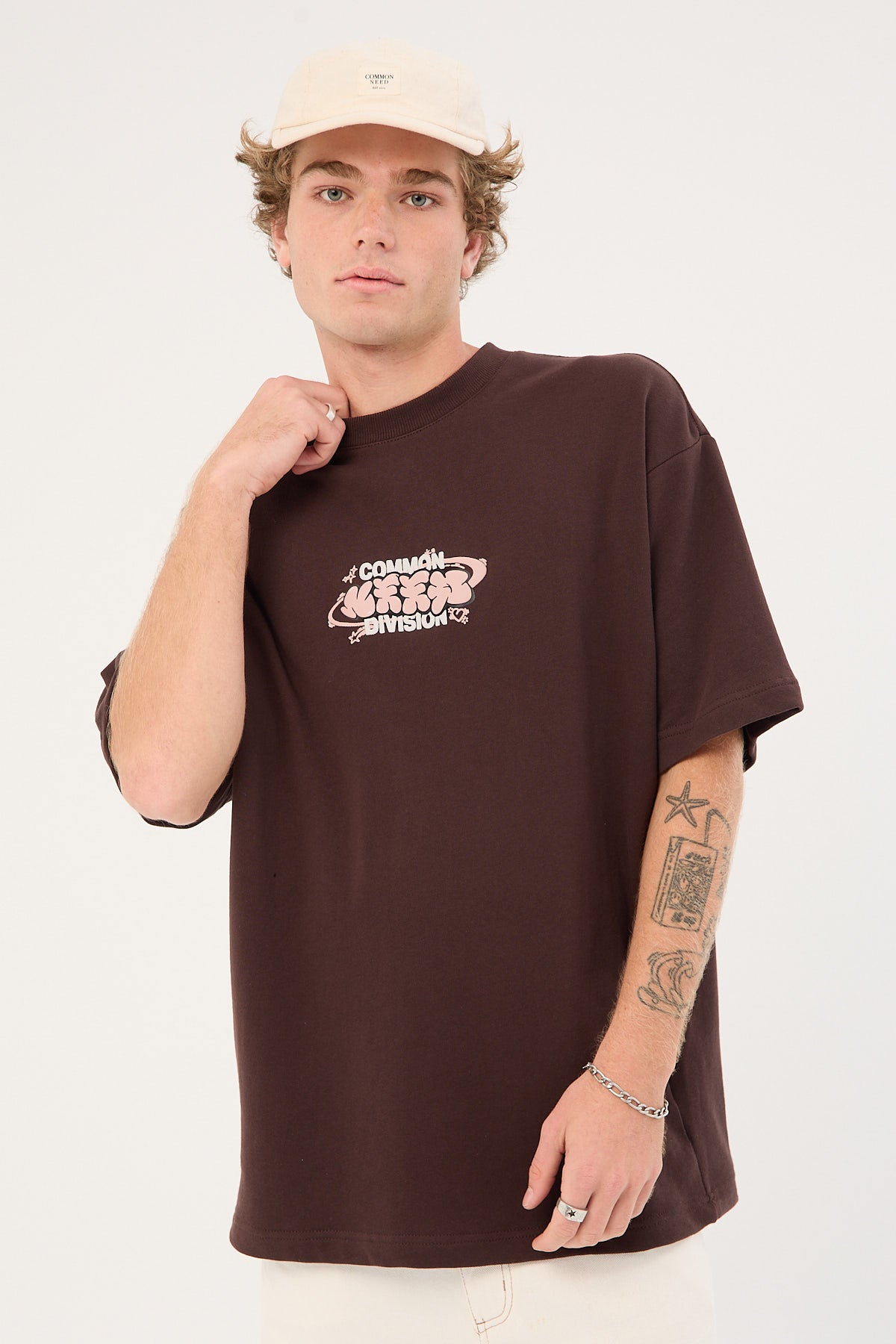 Common Need Division Loopback Boxy Tee Coffee Brown